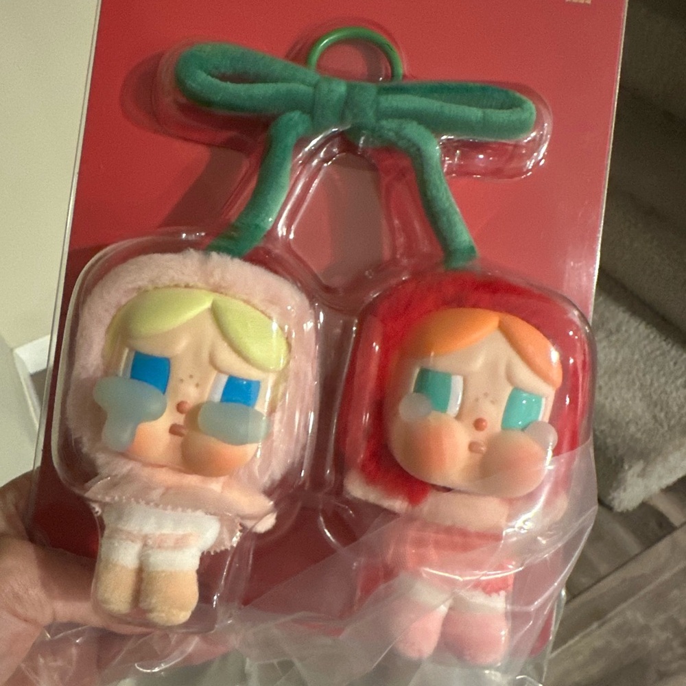 Cute Cherry Plush Keychain Set